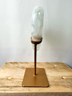 Grey Agate Heart On Gold Coloured Stand