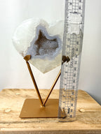 Grey Agate Heart On Gold Coloured Stand