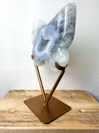 Grey Agate Butterfly On Gold Coloured Stand