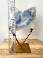 Grey Agate Butterfly On Gold Coloured Stand