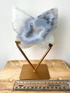 Grey Agate Butterfly On Gold Coloured Stand