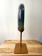 Grey Agate Moon On Gold Coloured Stand