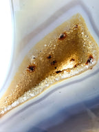 Grey Agate Moon On Gold Coloured Stand