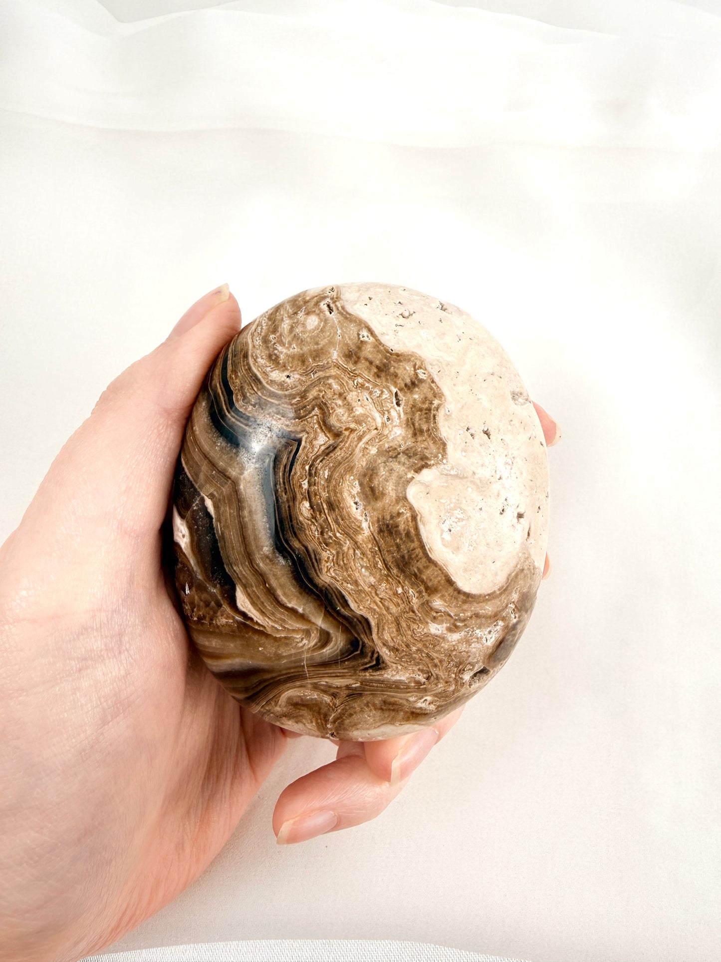 Large Chocolate Calcite Palmstone - Pakistan - 0.31KG