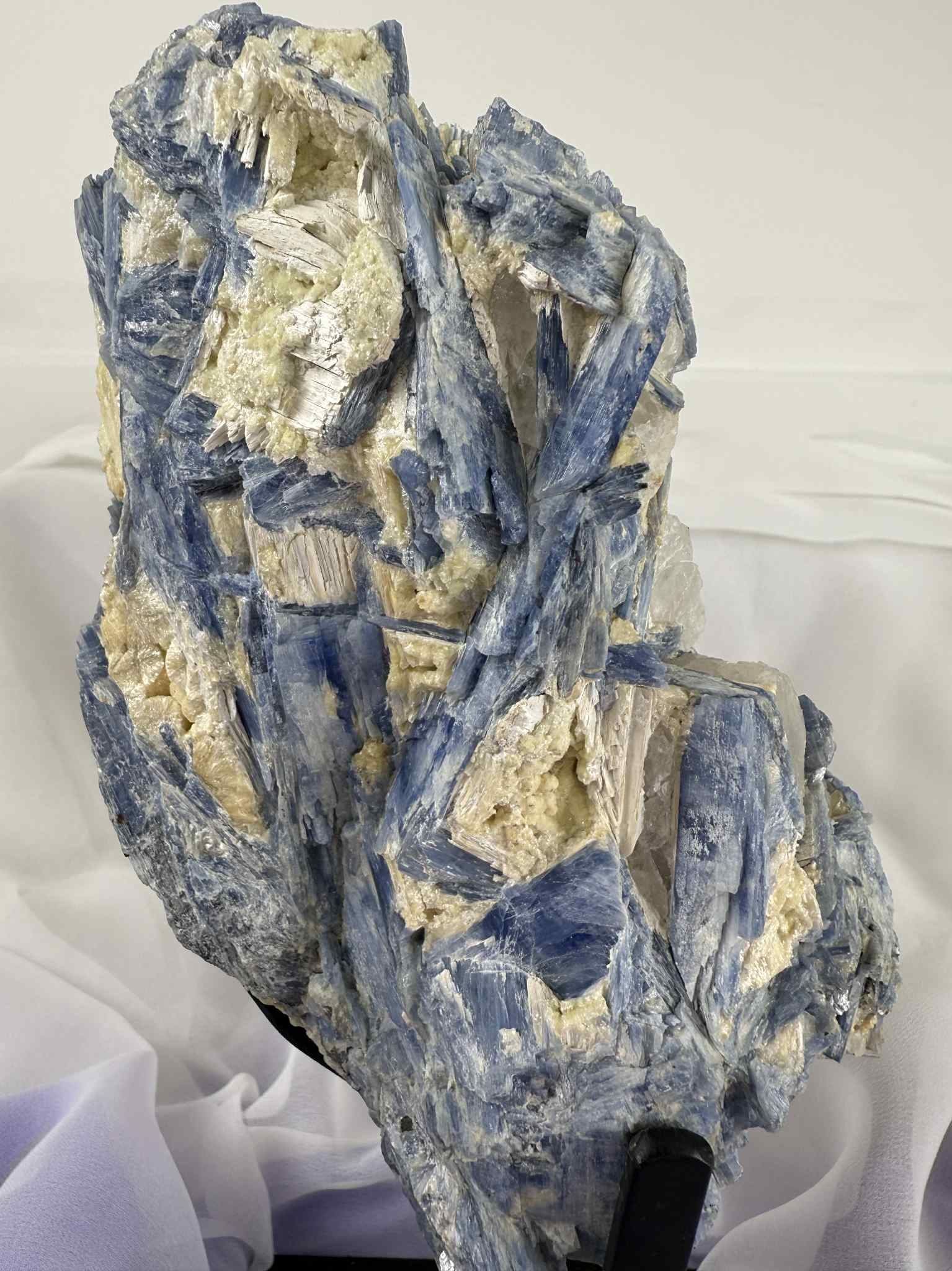 Blue Kyanite With Quartz On Metal Stand Kyanite