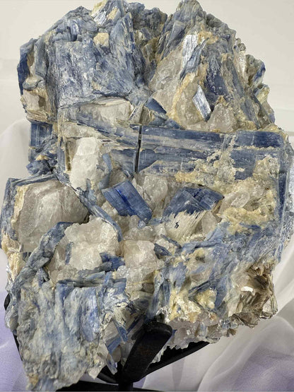 Blue Kyanite With Quartz On Metal Stand Kyanite