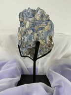 Blue Kyanite With Quartz On Metal Stand Kyanite