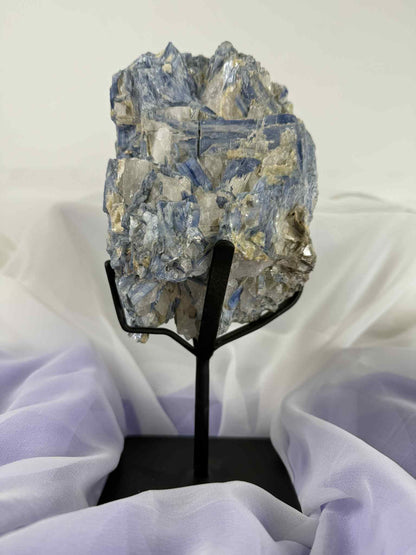 Blue Kyanite With Quartz On Metal Stand Kyanite